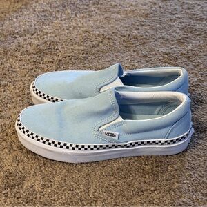 Vans Off The Wall Shoes Mens 5 Womens 6.5 Blue Check Slip On Sneakers Logo